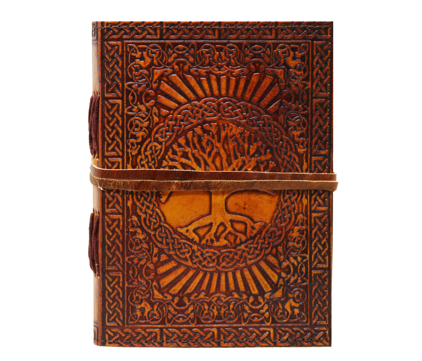 This Personalized Leather Journal Features A Hand-embossed Tree Of Life Design, Symbolizing Growth And Connection. Crafted From Rich, Full-grain Secured With Rustic Wrap-around Strap, It’s Thoughtful Customized Gift For Men Women. Ideal As Graduation Gift, Birthday Present, Or Travel Companion, It Offers Thick, Acid-free Pages Perfect Journaling Sketching. Timeless Keepsake Writers, Artists, Creative Souls