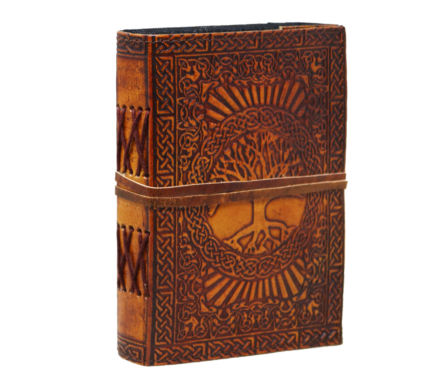 This Personalized Leather Journal Features A Beautifully Hand-embossed Tree Of Life Design On Its Rich Brown Cover, Wrapped With Rustic Strap For Secure Closure. Meaningful Customized Gift Men And Women, It's Ideal As Graduation Gift, Birthday Or Travel Companion. Thick, Acid-free Pages Durable Hand-stitched Spine, Perfect Journaling, Sketching, Daily Reflection—an Artisanal Keepsake To Treasure.