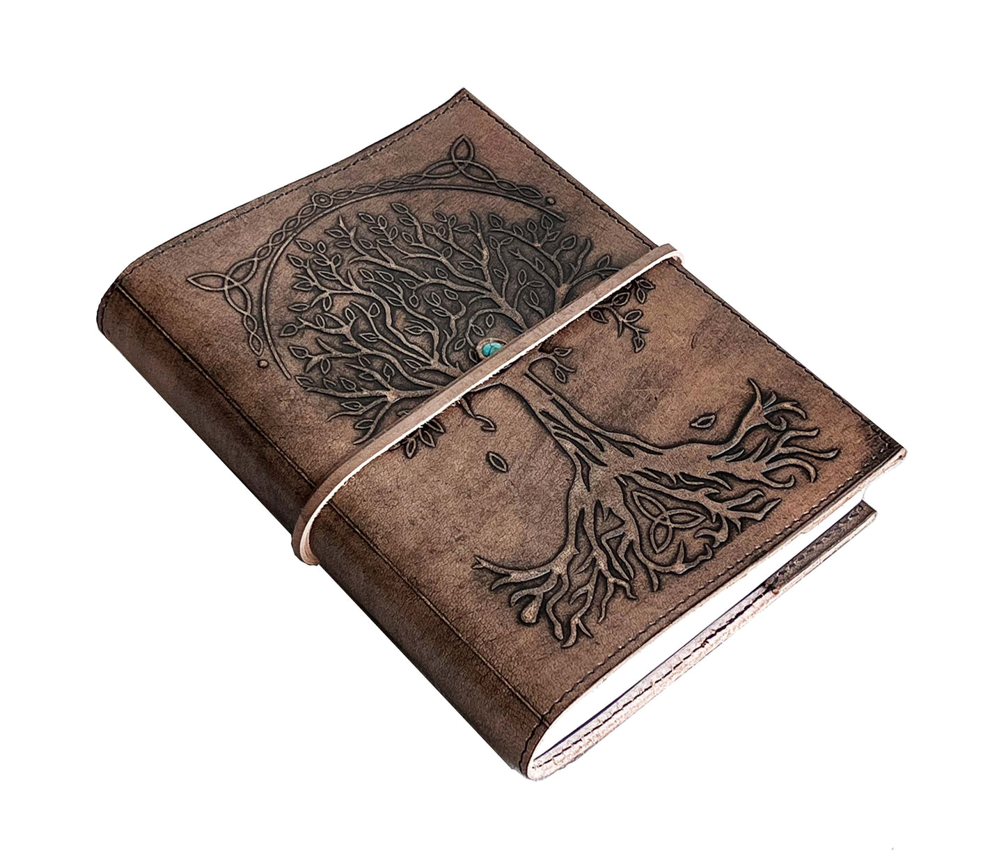 This Handcrafted Leather Journal Features A Beautifully Embossed Tree Of Life And Mystical Turquoise Stone At Its Center, Symbolizing Strength Growth. The Classic String Closure Enhances Vintage Charm. Filled With Thick, Acid-free Lined Pages, It’s Ideal For Writing, Sketching, Or Journaling. Thoughtful, Personalized Customized Gift Men Women—perfect Birthdays, Anniversaries, Graduations, Anyone Who Cherishes Meaningful, Artisanal Craftsmanship.