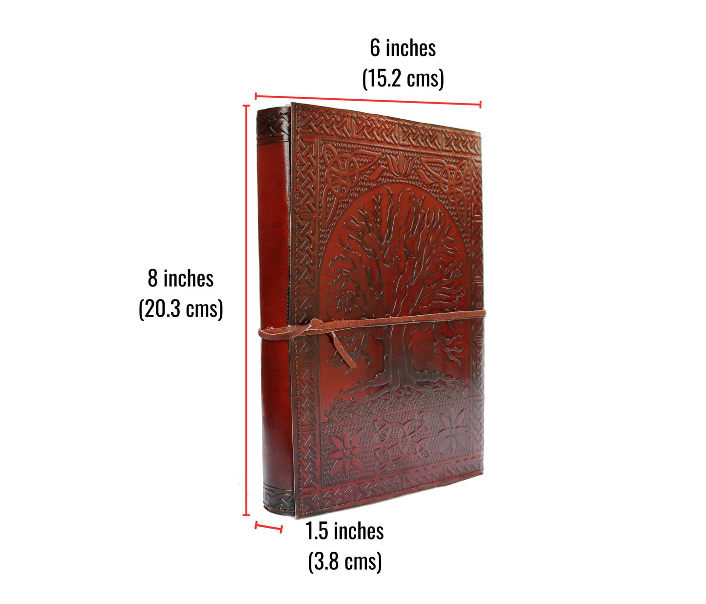 Celebrate Your Thoughts With This 6x8 Inch Personalized Leather Journal, Embossed The Timeless Tree Of Life Symbol. Measuring 8" In Height, 6" Width, And 1.5" Thick, It's Perfect Size For Daily Journaling, Travel Notes, Or Spiritual Reflections. Classic Wrap Closure Keeps Entries Secure, While Intricate Hand-tooling Adds Vintage Charm. Acid-free Pages, Customized Journal Makes A Meaningful Gift Men Women—ideal Birthdays Graduations.