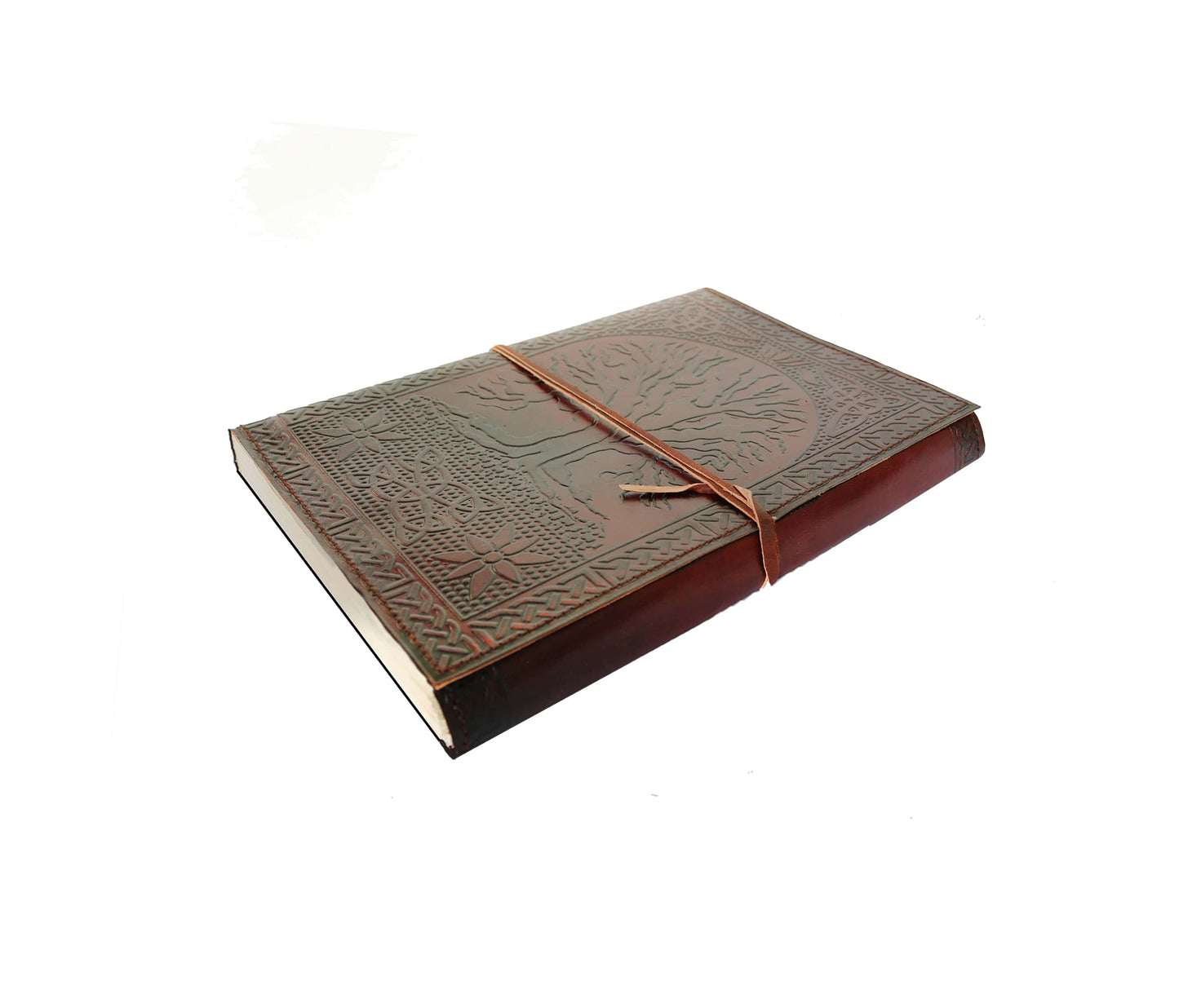 Elevate Your Journaling With This Personalized Handcrafted Leather Journal, Beautifully Embossed The Symbolic Tree Of Life. Featuring A Classic Wrap-tie Closure, It Adds Old-world Charm While Keeping Thoughts And Sketches Secure. Made From Genuine Hand-stitched, Lays Flat For Effortless Writing. Inside, Thick, Acid-free Pages Welcome Ink, Pencil, Or Charcoal. Customized Gift Men Women Ideal As Birthday Gift, Graduation Timeless Keepsake Creative Expression.