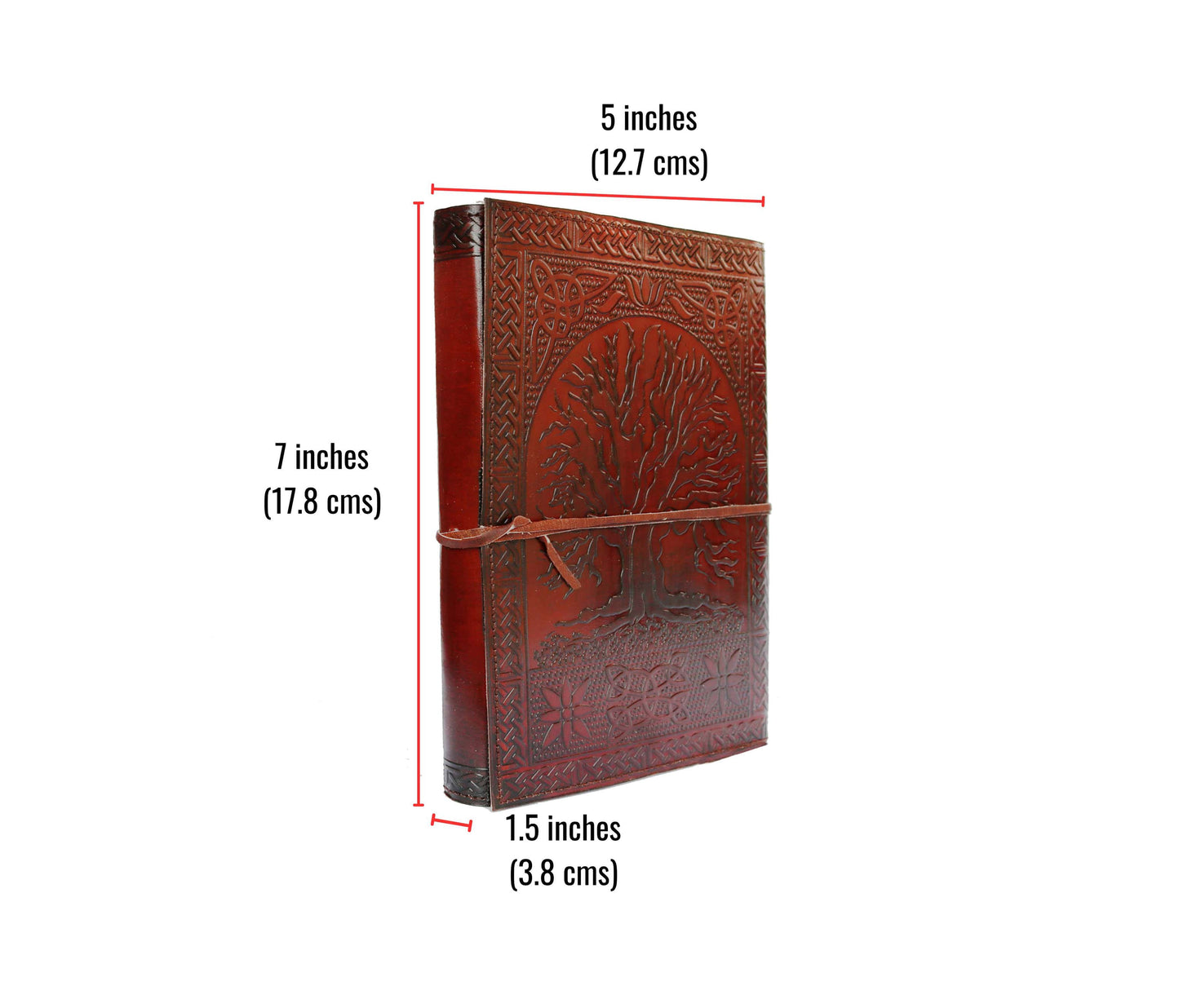 Handcrafted In Genuine Leather, This 5x7 Inch Tree Of Life Journal Blends Symbolism And Utility One Timeless Piece. Measuring 7 Inches Tall 5 Wide (1.5 Thick), It's Compact Enough For Travel Yet Spacious Reflection. The Rich Embossing Sacred Signifies Growth, Strength, Connection. Inside, 100% Handmade, Acid-free Paper Awaits Your Sketches, Stories, Or Spiritual Notes. A Durable Leather Tie Keeps Thoughts Secure, Making Perfect Gift Nature Lovers, Writers, Seekers