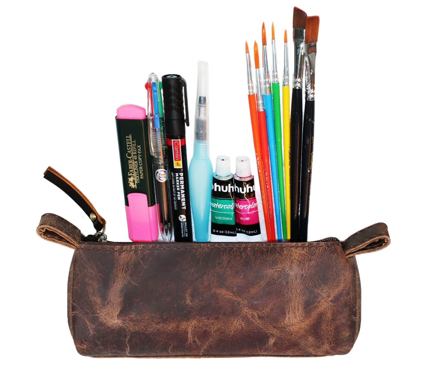 This Premium Buffalo Leather Art Supply Pouch Is Crafted From Authentic Distressed For A Rugged Yet Refined Look. Ideal Storing Brushes, Pens, Or Tools, It Features Strong Ykk Zipper And Side Loops Easy Handling. Compact Durable, Fits Effortlessly Into Backpacks Studio Kits. Perfect Personalized Birthday Gift, Graduation Customized Gift Men Women—made Artists, Designers, Creative Professionals.