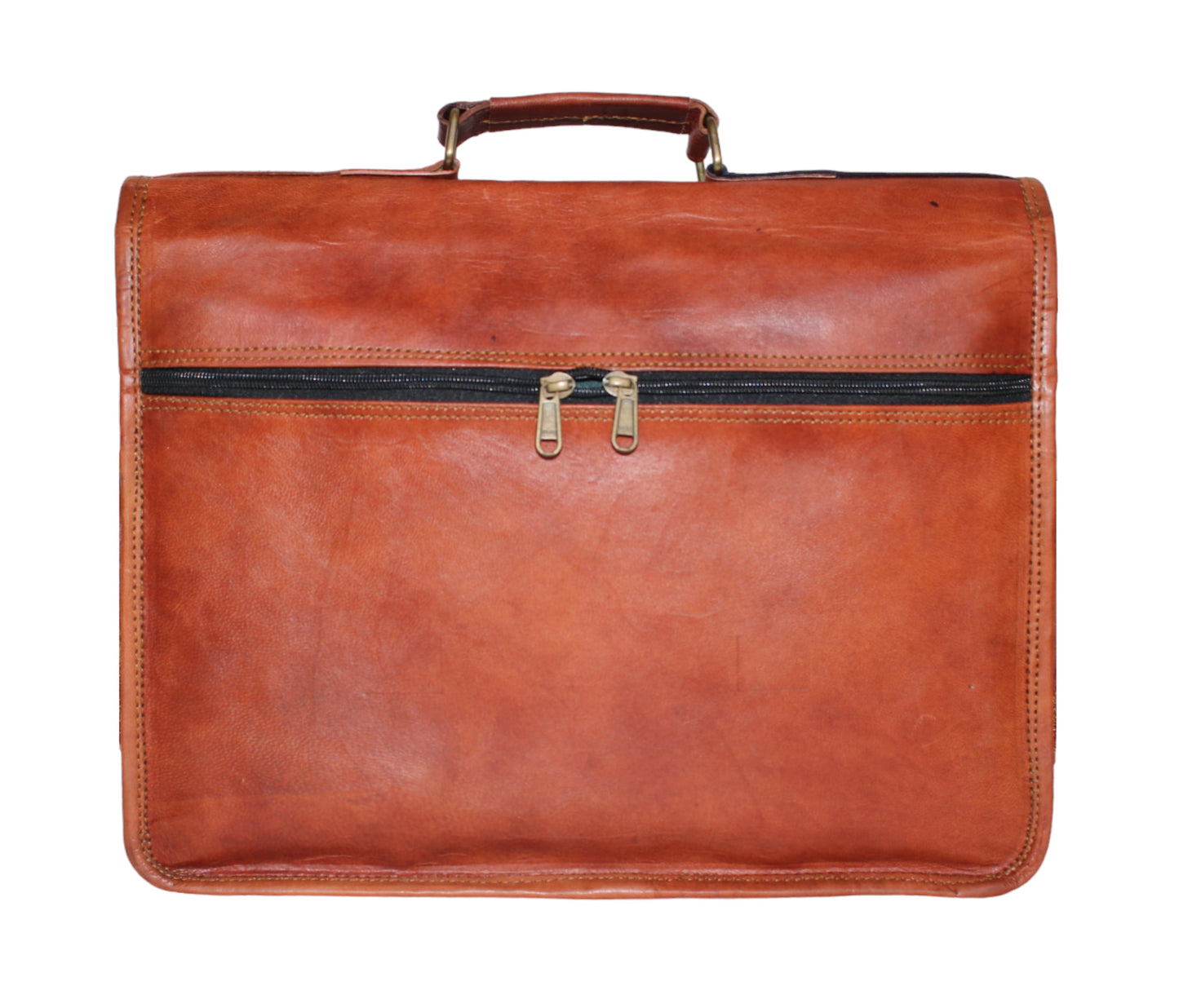 The Back View Of This Personalized Premium Leather Satchel Bag Showcases A Sleek, Minimalist Design With Dual-zippered Pocket—perfect For Quick, Secure Storage. Crafted From Rich, Full-grain Genuine Leather, It Features Sturdy Top Handle And Refined Stitching Lasting Durability. Customized Gift Men Women, It’s Ideal Daily Office, Travel, Or Commuter Use. Thoughtful Graduation Birthday That Blends Elegance Everyday Practicality.
