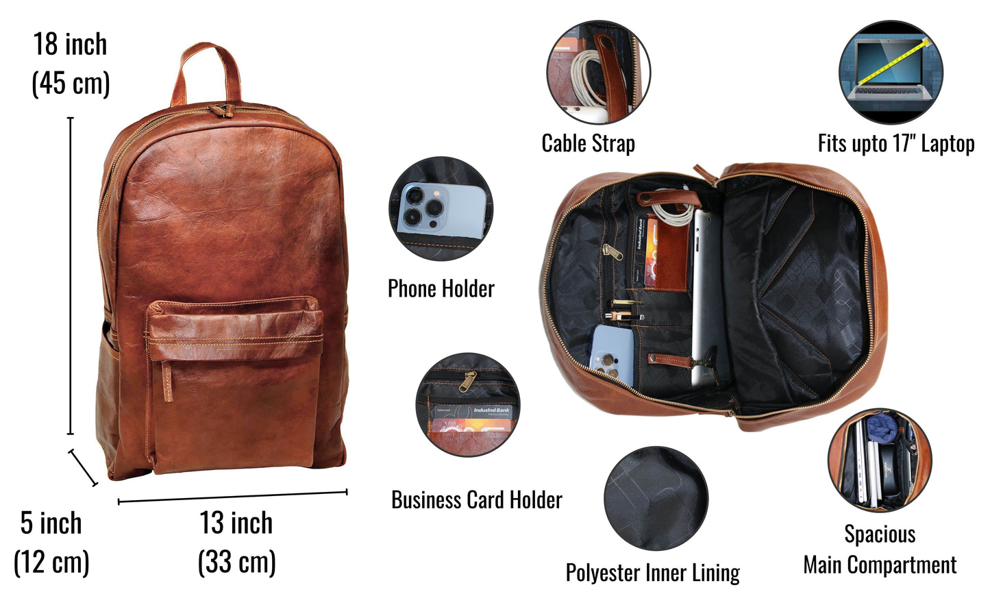This Executive Leather Laptop Backpack Blends Timeless Style With Smart Utility—crafted From Premium Buffalo Leather. Designed For Professionals, It Fits A 17” Laptop, Documents, And Daily Work Essentials. Organized Compartments Phone, Cards, Cables, Notebooks, It’s Perfect Hybrid Workdays Or Travel. Personalized Customized Gift Men Women, Makes An Ideal Graduation Gift, Birthday Refined Companion That Stands Out Classic Elegance.