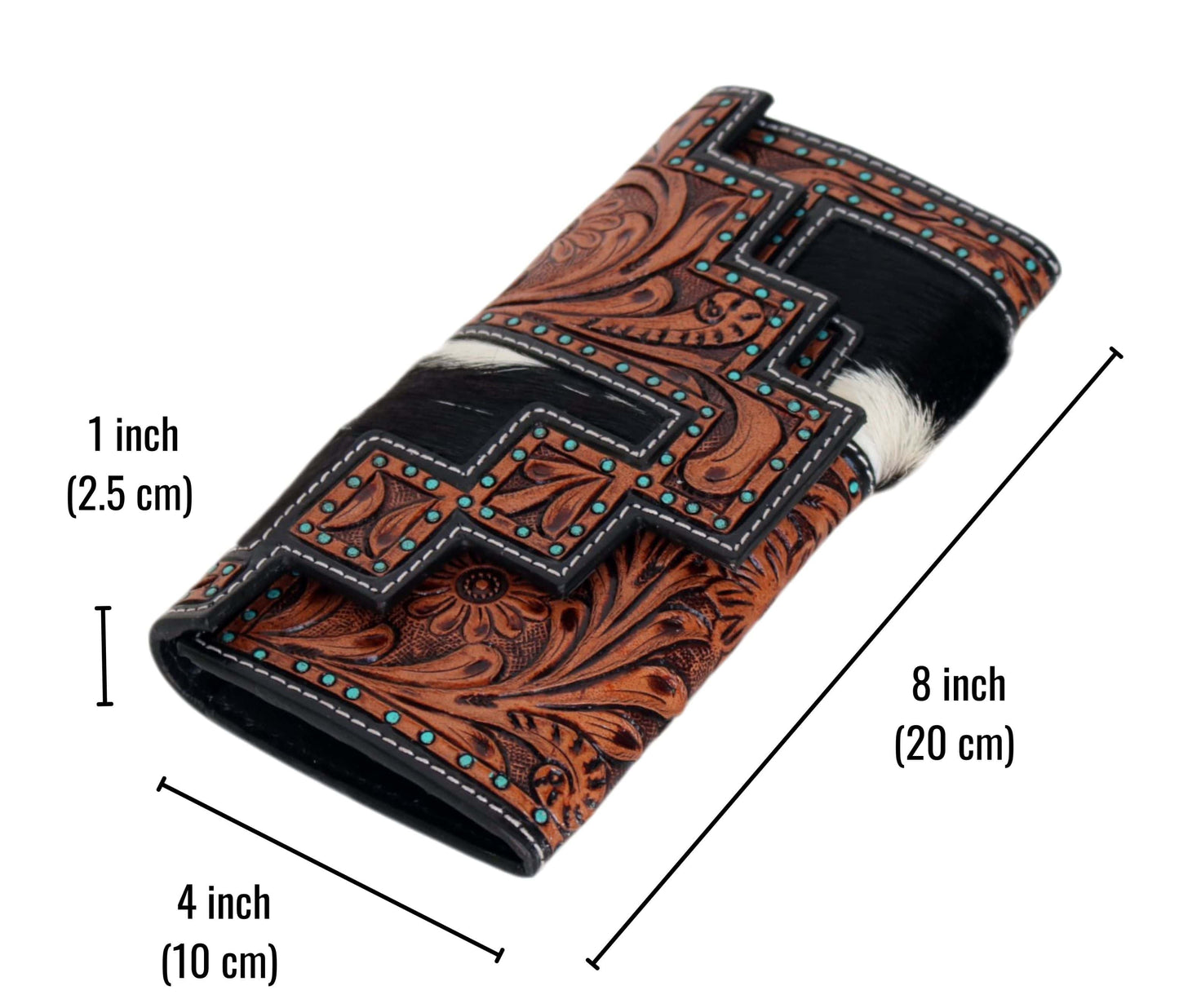 Discover Our Stunning Handcrafted Leather Wallet, Personalized With Intricate Floral Tooling, Genuine Cowhide, And Turquoise-studded Accents. Measuring 8 X 4 1 Inches, This Customized Wallet Offers Ample Space Without Bulk. As Styled By Model, It’s Perfect For Casual Outings, Office Use, Or Special Events. Secure Closure, Card Slots, Organized Compartments, A Bold Statement Accessory Makes Thoughtful Birthday Gift Graduation Men Women