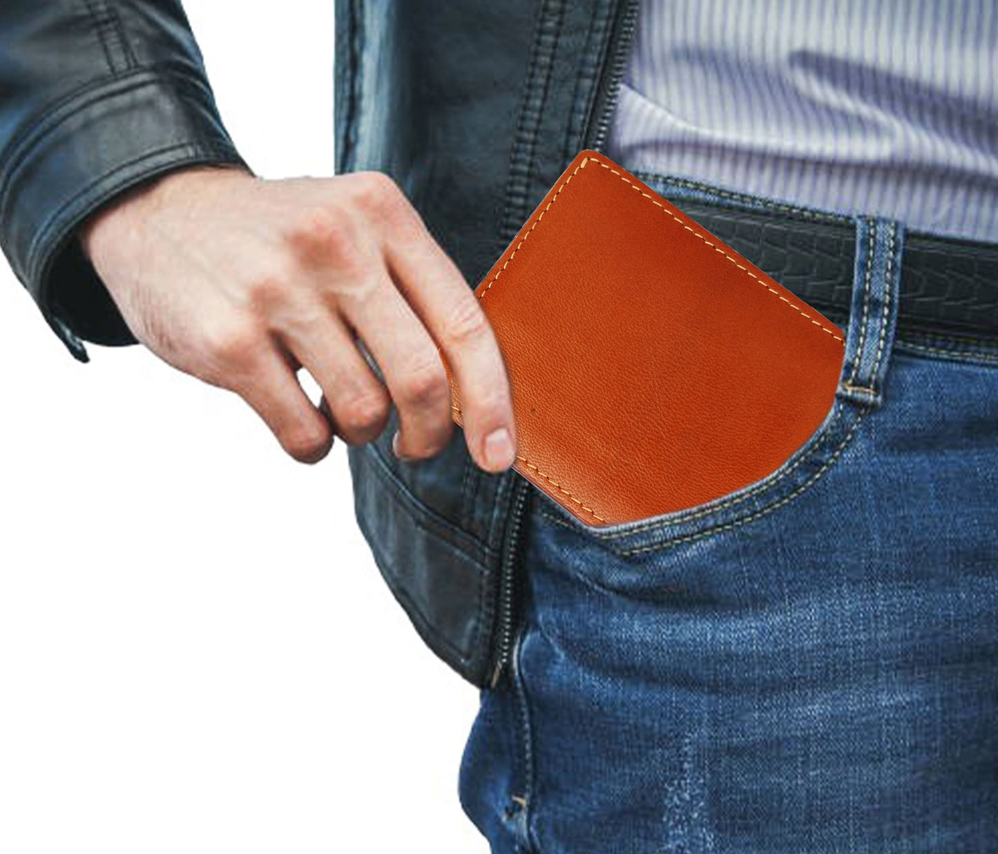 Personalized Slim Leather Wallet Is Crafted From 100% Genuine Leather, Offering A Comfortable Fit In Your Front Or Back Pocket Without Adding Bulk. Designed With Precision, It Features A Minimalist Bifold Design That Easily Slips Into Jeans Or Jacket Pockets, As Shown. The Wallet Includes 6 Card Slots, An Id Window, A Secure Coin Pouch, And A Cash Compartment — Perfect For Organizing Essentials. Durable Stitching Ensures Long-lasting Quality, While Its Sleek Silhouette Makes It Ideal For Daily Use Or Gift