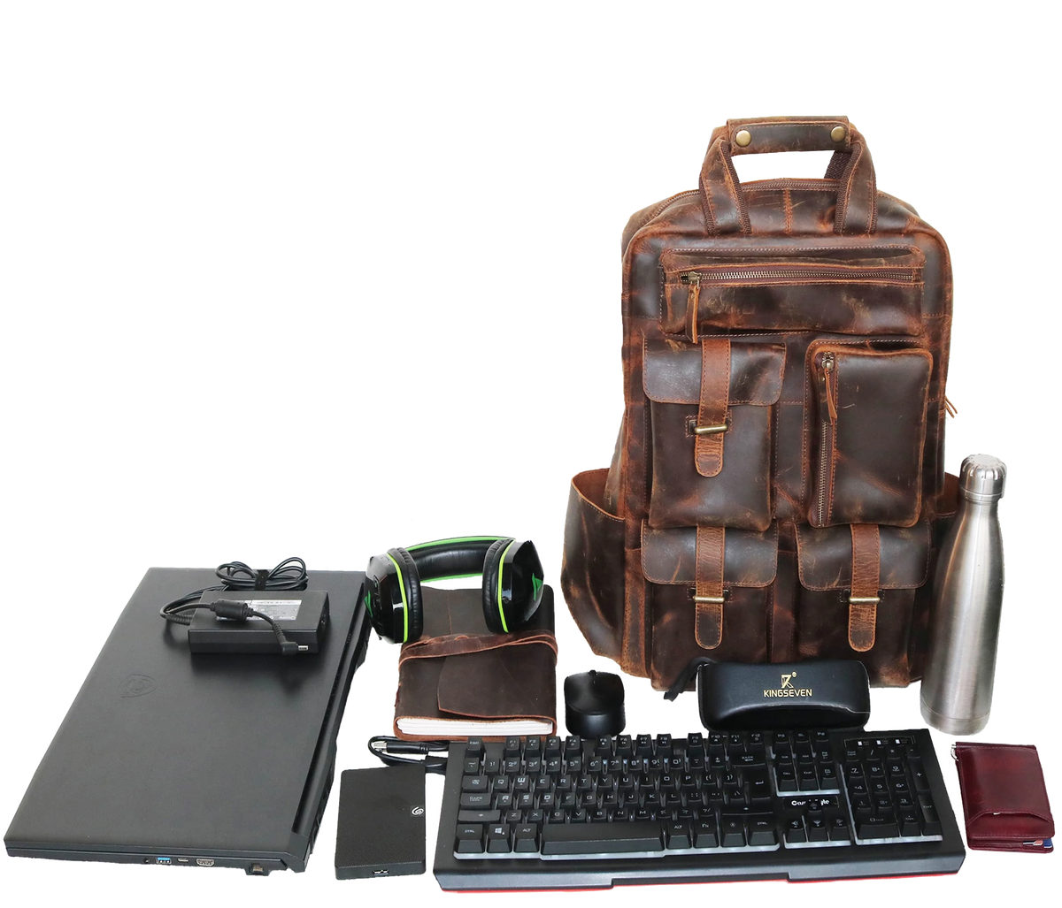 Experience The Perfect Blend Of Style And Functionality With This Handcrafted, Personalized Genuine Leather Backpack. Featuring Multiple Pockets Compartments, It Securely Holds Your Laptop, Keyboard, Headphones, Bottle, Other Daily Essentials. Vintage Distressed Finish Adds Rugged Charm, While Durable Stitching Ensures Long-lasting Use. Ideal For Work, Travel, Or Study, Versatile Bag Offers Ample Storage Timeless Appeal. A Customized Gift Men Women—perfect As Birthday Gift, Graduation Everyday Companion.