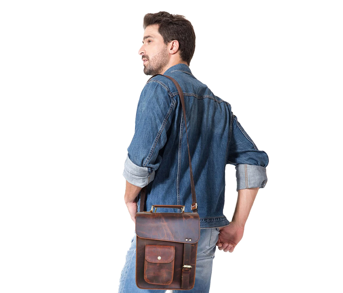 Handcrafted From 100% Genuine Buffalo Leather, This Vintage-style Crossbody Bag Blends Rugged Charm With Everyday Functionality. Compact Yet Spacious, It Includes A Tablet Sleeve, Smart Organizer Pockets, And Secure Rear Zipper For Valuables. Ideal Work, Travel, Or Daily Use, Makes Thoughtful Personalized Gift Men Women—a Customized Birthday Graduation Built To Last. The Adjustable Strap Sturdy Top Handle Ensure Comfort Versatile Carry. 