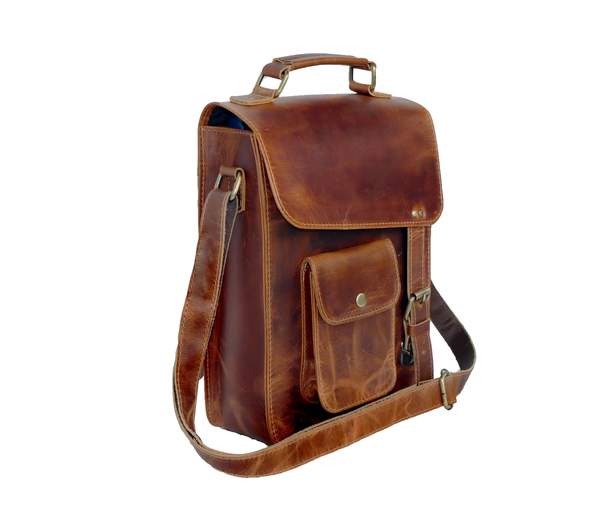 This Handcrafted Leather Messenger Bag, Made From Full-grain Rustic Brown Leather, Blends Vintage Charm With Everyday Function. Featuring A Spacious Main Compartment, Adjustable Strap, Sturdy Handle, And Antique Brass Hardware, It’s Perfect For Books, Tablets, Or Daily Essentials. Ideal Both Men Women, It Makes Thoughtful Personalized Customized Birthday Graduation Gift. Stylish Crossbody Travel, Work, Casual Outings—built Timeless Appeal Lasting Use.