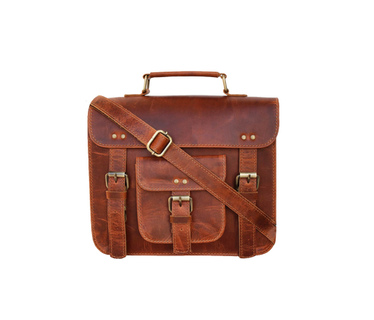 Minimalist Yet Undeniably Classic, This Handcrafted Leather Messenger Bag Is Made From Full-grain Buffalo Leather For Long-lasting Durability And Everyday Wear. Featuring A Clean Front Profile, Premium Brass Hardware, And A Smartly Angled Crossbody Strap, It Blends Style With Function. The Symmetrical Flap, Buckles, And Front Pouch Add Charm And Easy Access. Whether Slung Over The Shoulder Or Carried By The Top Handle, It's A Customized, Personalized Gift—perfect For Men And Women, Birthdays, Or Graduations