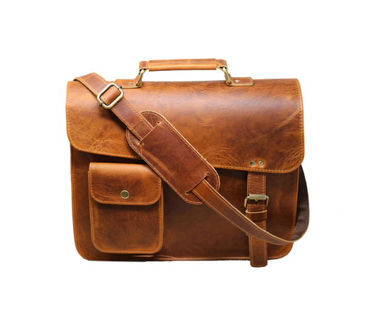 This Premium Handcrafted Brown Leather Messenger Bag Is Made From Genuine Goat Leather, Offering Durability, Eco-friendly Appeal, And Timeless Style. Perfect For Men Women, It’s Ideal Office, College, Or Business Use. Features Include A Secure Buckle Closure, Front Utility Pocket, Padded Adjustable Shoulder Strap, Sturdy Top Handle. Great Carrying Laptops, Documents, Books, Daily Essentials. Stylish, Multifunctional Briefcase—this Customized, Personalized Makes Gift Birthdays Graduations.