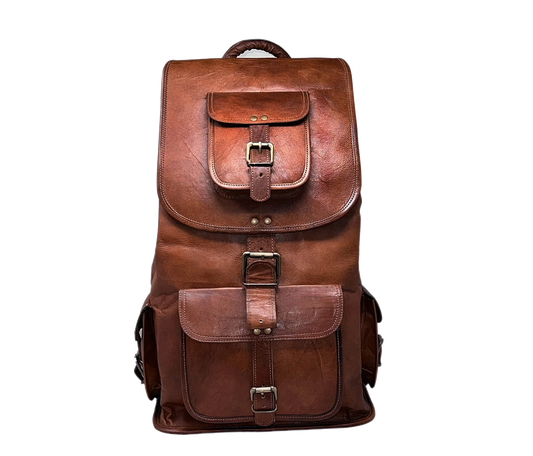 This Genuine Leather Backpack Is A Perfect Personalized Or Customized Gift For Men And Women, Ideal As Graduation Birthday Gift. Handcrafted From Premium Full-grain Leather, It Features Multiple Secure Buckle Pockets Organized Storage Of Gadgets, Accessories, Travel Essentials. The Spacious Interior Fits Laptops Books With Ease. Designed Comfort Adjustable Straps Sturdy Top Handle, It’s Stylish, Durable Choice Work, College, Daily Use.
