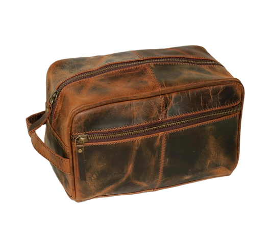 Handmade Leather Travel Pouch Crafted From Premium Distressed For A Rugged Yet Refined Look. It Features Spacious Main Compartment And Front Zip Pocket Organizing Grooming Tools, Skincare, Essentials. With Sturdy Side Strap, It’s Perfect Travel. This Durable Unisex Toiletry Case Doubles As Cosmetic Or Hygiene Bag—an Ideal Personalized Birthday Gift, Graduation Customized Gift Men Women Who Value Style Function.