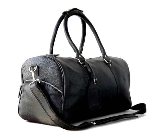 Jaald Dominus Black handmade duffel bag - leather duffel and weekender.
