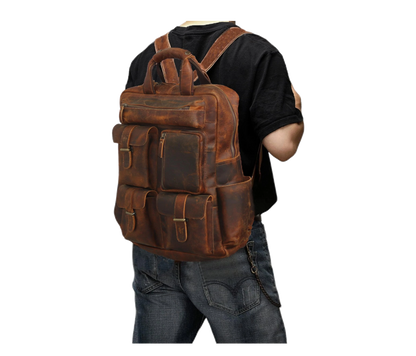 Crafted For The Modern Man, This Personalized Rugged Genuine Leather Backpack Blends Bold Style With Lasting Strength. Featuring Durable Stitching, Metal Hardware, And A Weathered Finish That Ages Beautifully, It’s Designed Men Who Value Both Function Form. Multiple Secure Pockets, Padded Laptop Compartment, Adjustable Straps All-day Comfort, Perfect Work, Travel, Or Adventure. Customized Birthday Graduation Gift—ideal Those Appreciate Timeless Craftsmanship Practical Design.
