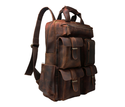 Personalized Genuine Leather Backpack, Designed For Those Who Seek Durability And Functionality. Featuring A Vintage Distressed Finish, This Backpack Includes Multiple Secure Pockets, Sturdy Buckles, Spacious Compartments Laptops, Books, Essentials. The Adjustable Padded Straps Provide All-day Comfort, While Compact Yet Roomy Structure Makes It Perfect Work, Travel, Or Adventure. Handcrafted Bag Combines Rugged Charm With Modern Practicality — An Ideal Gift Him Her.