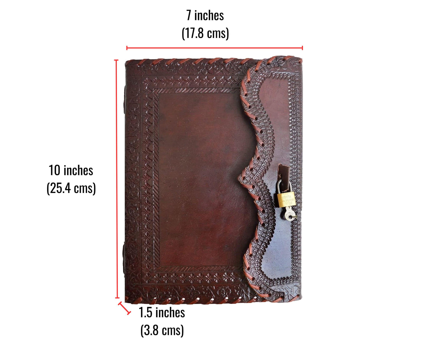 Diario de cuero marrón vintage hecho a mano con cerradura
