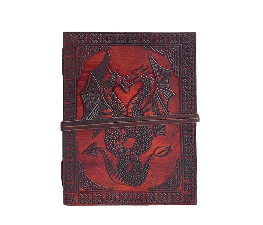 Red Leather Dragon Journal, Personalized Notebook, Customized Writing Gift, Gift For Men And Women, Graduation Birthday Fantasy Diary, Handmade Journal Writers, Embossed Sketchbook, Unique Students, Mystical Travel Unlined Handcrafted Meaningful Fantasy-inspired Stationery, Him Her.