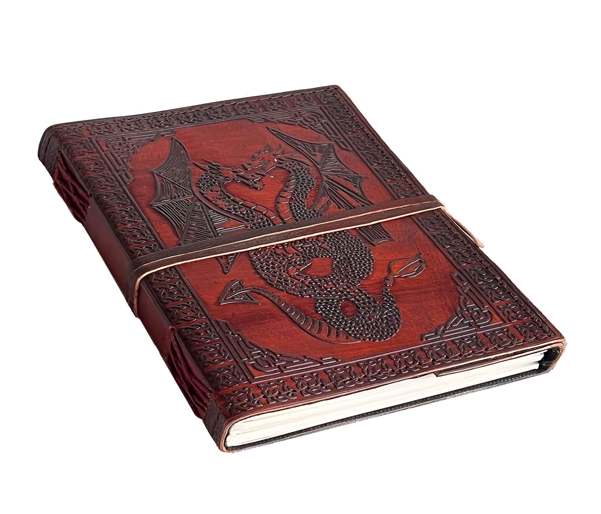 Decorative leather notebook, embossed dragon leather journal, personalized leather gift, customized dragon notebook, gift for men and women, fantasy writing journal, red leather sketchbook, graduation gift, birthday gift, handmade leather diary, mystical stationery gift, dragon-themed notebook for writers, leather-bound fantasy journal, unlined leather notebook, medieval dragon journal, handcrafted gift for creatives, unique gift for students, personalized dragon diary, red embossed leather journal.