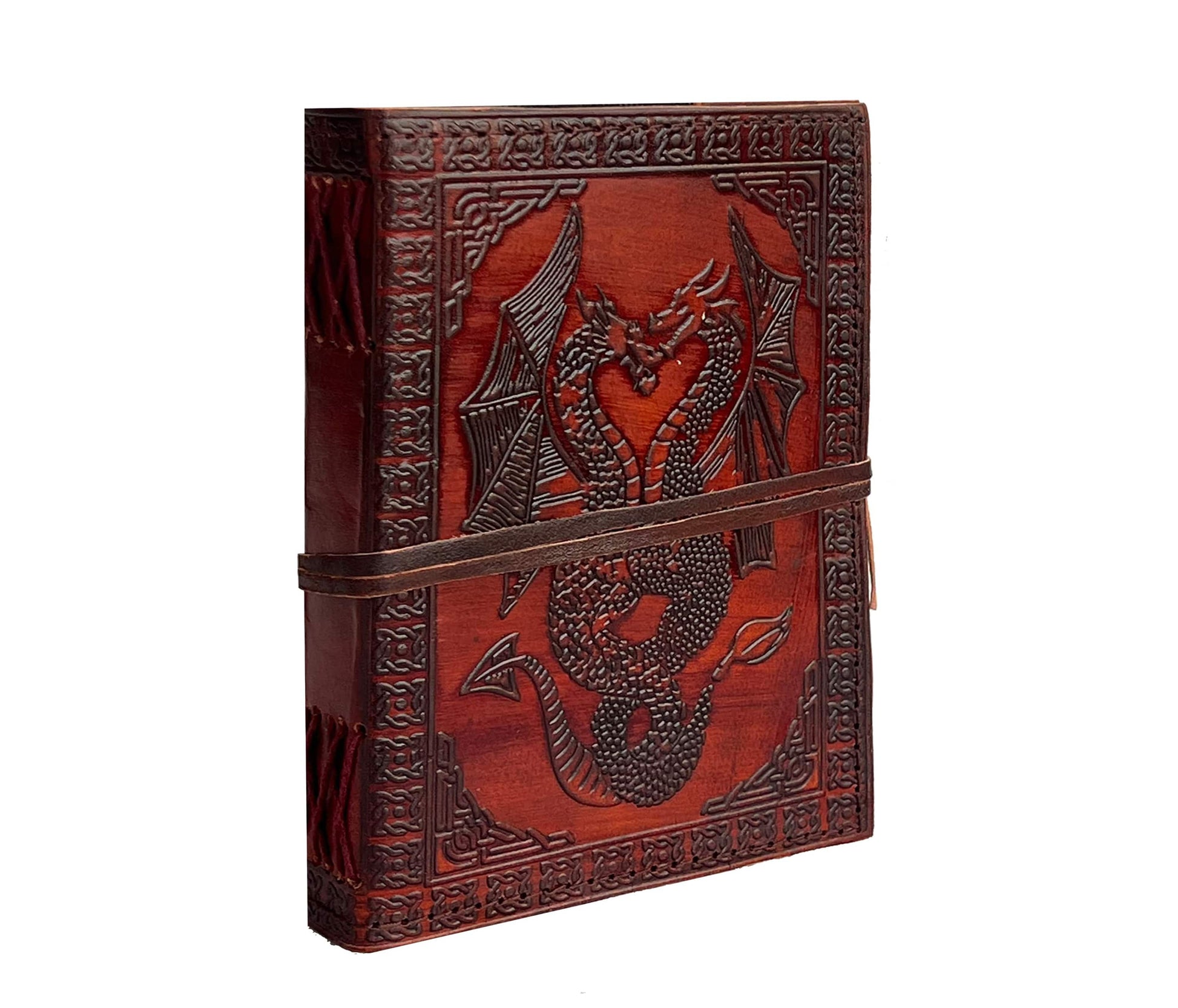 Decorative leather-bound notebook, embossed dragon journal, personalized leather notebook, customized gift for men and women, fantasy leather diary, graduation gift, birthday gift, handmade dragon journal, red leather writing journal, mystical gift for writers, unique notebook for students, handcrafted leather sketchbook, fantasy-inspired stationery, dragon embossed leather notebook, unlined leather diary, customized gift for him and her, red leather dragon notebook, medieval themed journal, leather travel 