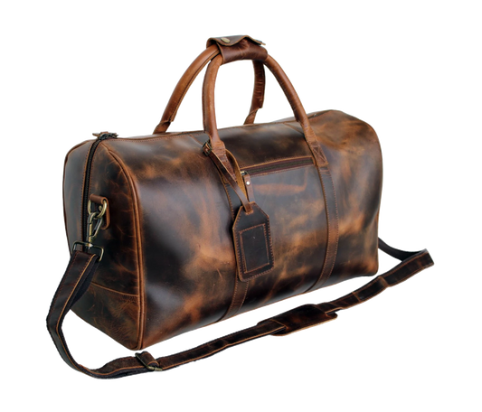 Jaald Aurum Holdall handmade duffel bag - leather duffel and weekender.