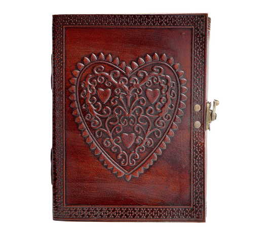 Fall In Love With This Handcrafted Leather Journal Featuring An Intricately Embossed Heart Design—blending Romance Vintage Charm. Made From Genuine A Soft Rustic Finish, It’s Perfect For Heartfelt Journaling Or Poetry. The Antique-style Latch Ensures Secure Closure, While Acid-free, Unlined Pages Inspire Creativity. Hand-stitched And Artisan-made, Personalized Notebook Is Unique Valentine's Day Gift, Wedding Customized Keepsake Men Women Who Value Meaningful Expression.