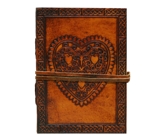 Let Your Thoughts Flow In This Hand-embossed Leather Journal, Featuring A Bold Heart Centerpiece Framed By Delicate Scrollwork. Crafted From Genuine Full-grain With Warm, Rustic Finish, It Blends Timeless Romance Minimalist Elegance. Secured Soft Wrap Closure, It’s Perfect For Love Letters, Poetry, Or Daily Journaling. Heartfelt, Personalized Gift Anniversaries, Birthdays, Valentine’s Day—customized To Become Cherished Keepsake Someone Special.