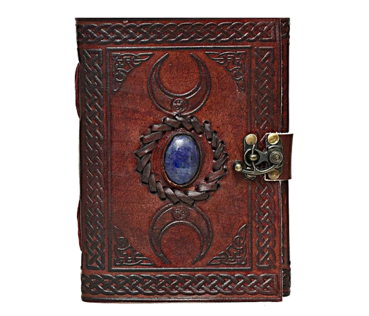 Unfold your creativity with this hand-embossed leather journal, a perfect fusion of spiritual symbolism and artisan craftsmanship. Featuring beautifully detailed floral medallion mandala pattern, it symbolizes balance, mindfulness, harmony—ideal for meditation notes, dream journaling, or creative writing. Expertly crafted from top grain leather, its rich reddish-brown tone develops unique patina use. The intricate Celtic borderwork frames the design, adding vintage charm.