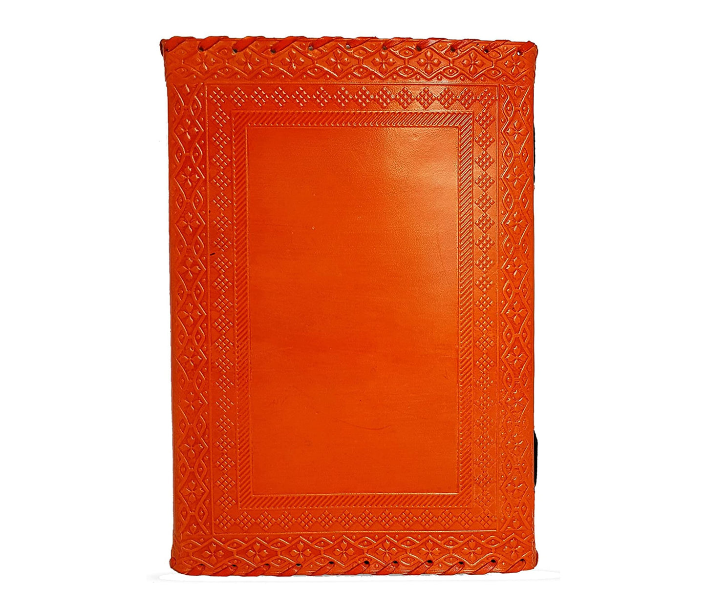 Diario de cuero naranja vintage hecho a mano con cerradura