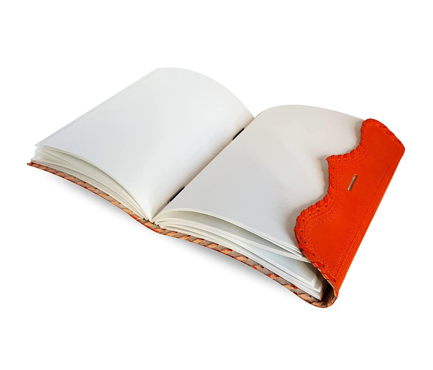 Diario de cuero naranja vintage hecho a mano con cerradura