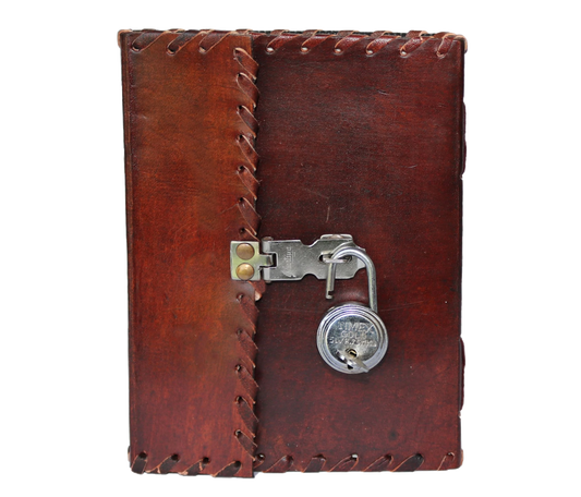 This handcrafted leather journal features a rugged design with hand-stitched details and vintage-style hasp secured by metal combination padlock. Made from genuine unlined, acid-free pages, it’s perfect as personalized diary, customized travel journal, or spell book. Measuring 7x5 inches, portable yet spacious. A thoughtful birthday graduation gift for men women—ideal writers, teens, artists who value privacy, craftsmanship, timeless design.
