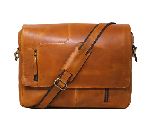 This Handmade Leather Messenger Bag Combines Timeless Style With Modern Functionality. Crafted From Full-grain Buffalo Leather, It Features A Rich Patina And Exceptional Durability. Designed To Hold 15-inch Laptop, Documents, Daily Essentials, It’s Ideal For Office, College, Or Travel. The Flap-over Design Includes Two Front Zip Pockets Quick Access, Spacious Interior Multiple Compartments, Padded, Adjustable Shoulder Strap All-day Comfort. 