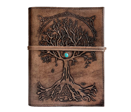 This Personalized Leather Journal Features A Customized Tree Of Life Design, Symbolizing Growth, Strength, And Connection. Turquoise Stone At The Center Adds Spiritual Charm Protection. Wrapped In Rustic Leather, It Opens To Thick, Acid-free Pages—ideal For Sketching Or Writing. With Celtic Detailing Artisanal Texture, It’s Perfect Graduation Gift, Birthday Thoughtful Gift Men Women Who Appreciate Meaningful, Handcrafted Stationery.
