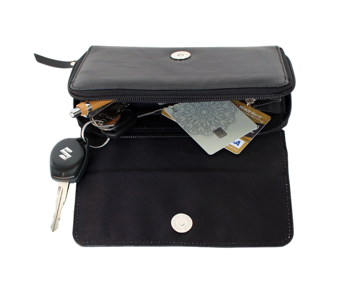 This Personalized Leather Wallet Clutch Offers Smart Interior Organization With A Secure Zippered Compartment, Multiple Card Slots, And Ample Space For Essentials Like Keys, Cash, And Credit Cards. Designed For Regular Use, Office Carry, And Party Events, It Keeps Your Belongings Neatly Organized And Easily Accessible. The Snap Closure Flap Adds Extra Security. A Perfect Blend Of Style And Utility, It Makes A Thoughtful Customized Birthday Or Graduation Gift For Men And Women.