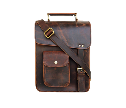 This Elegant Dark Brown Leather Crossbody Bag Is Handcrafted From 100% Genuine Buffalo Leather—rugged Yet Refined. With An Adjustable Strap, Top Handle, And Front Flap Pocket, It’s Ideal For Daily Use Or Travel. Its Vintage Look Durable Brass Hardware Make It A Timeless Companion. Thoughtful, Customized Gift Men Women—perfect As Birthday Gift, Graduation Personalized Satchel Carrying Tablets, Journals, Essentials. 