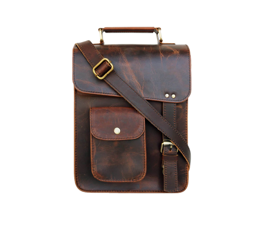 This Elegant Dark Brown Leather Crossbody Bag Is Handcrafted From 100% Genuine Buffalo Leather—rugged Yet Refined. With An Adjustable Strap, Top Handle, And Front Flap Pocket, It’s Ideal For Daily Use Or Travel. Its Vintage Look Durable Brass Hardware Make It A Timeless Companion. Thoughtful, Customized Gift Men Women—perfect As Birthday Gift, Graduation Personalized Satchel Carrying Tablets, Journals, Essentials. 