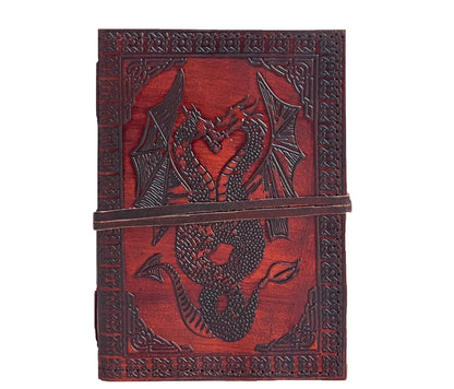 Unleash Your Imagination With This Handcrafted Leather Journal, Featuring An Intricately Embossed Twin Dragon Design That Radiates Power And Mystique. Made From Rich, Reddish-brown Leather With Ornate Borders, It’s A Bold Yet Elegant Companion For Daily Journaling, Spell Crafting, Or Sketching. A Secure Strap Protects Your Thoughts. Perfect As A Personalized Or Customized Gift For Men And Women—ideal For Birthdays, Graduations, Anniversaries, Or Any Special Occasion That Celebrates Creativity 