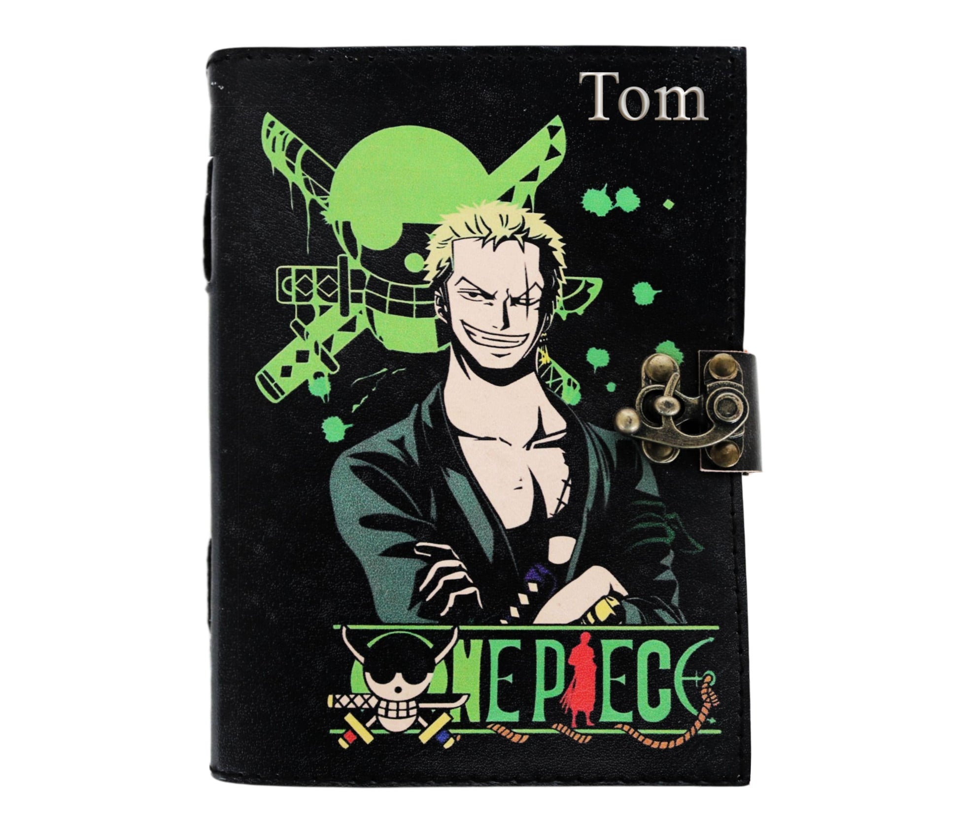 Jaald Personalized Leather Journal for One Piece Fan Silver Embossed Gift for Boyfriend Anime Artist Birthday present for Son 